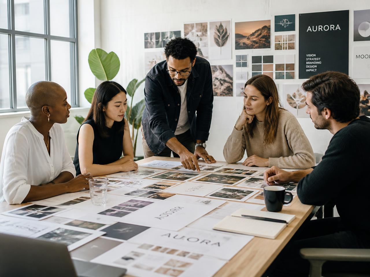 Team collaborating on a branding strategy